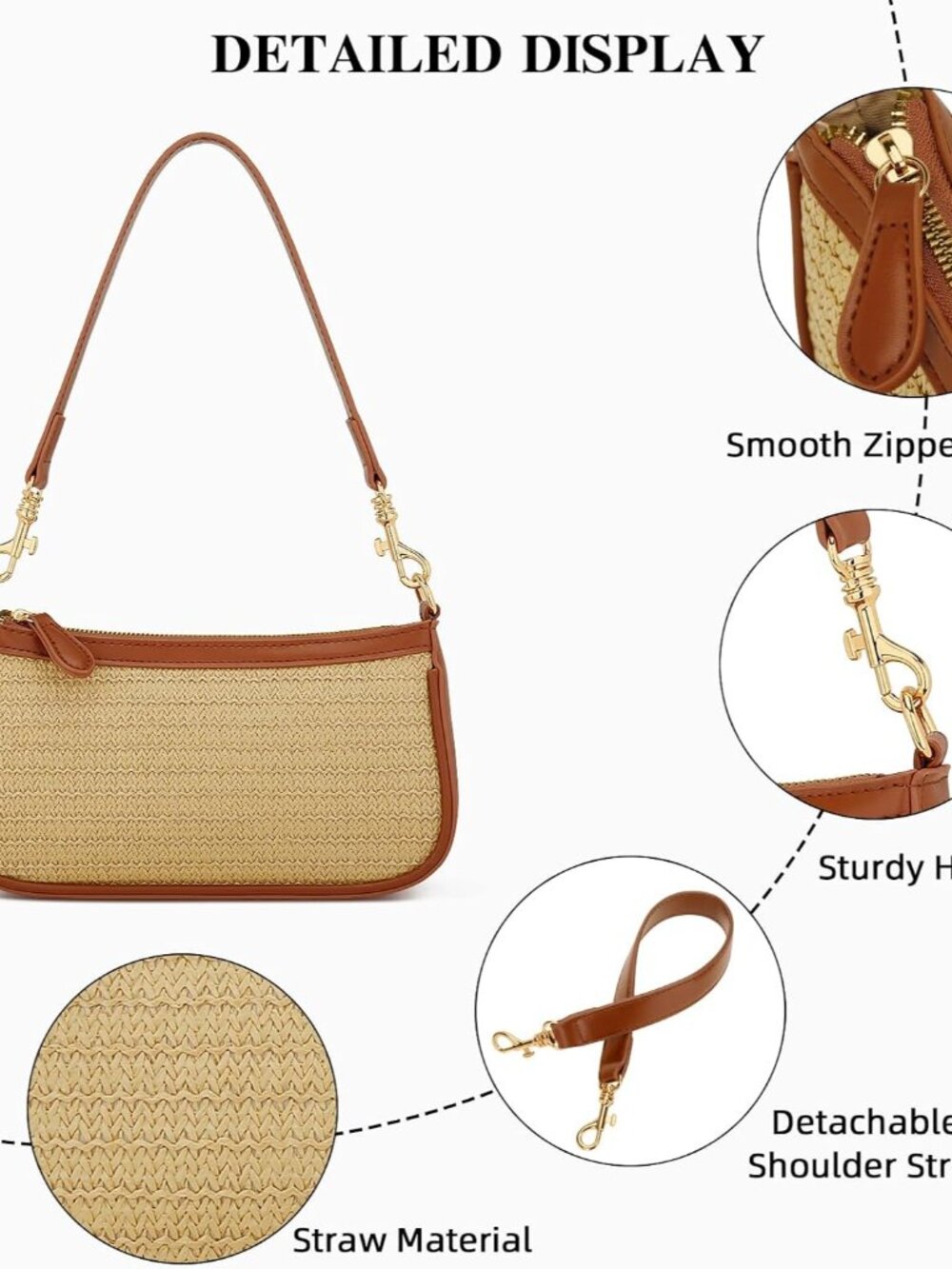 Small Shoulder Bag for Women - Mini Purses for Women Vegan Leather Purse Classic - Picture 5 of 6